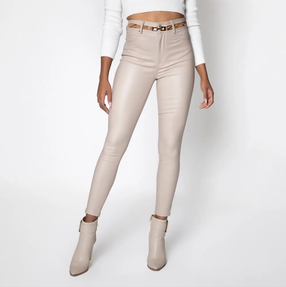 Cream Ultra Slim Jean with belt - Picture 3 of 4